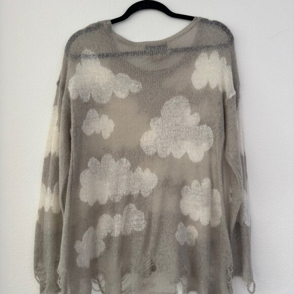 Wildfox White Label Cloud Print Distressed Sweater – XS, Slouchy Fit - Picture 6 of 6